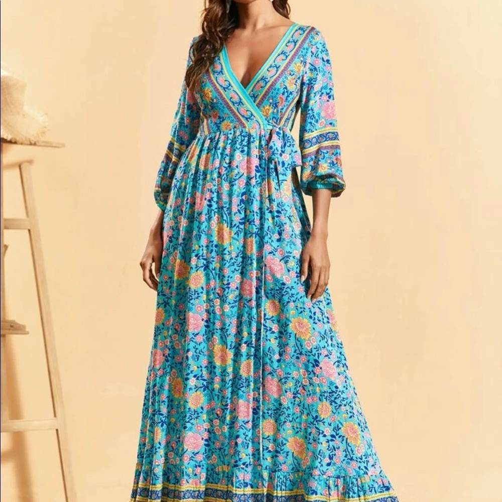 Boho Ditsy Floral Wrap Dress